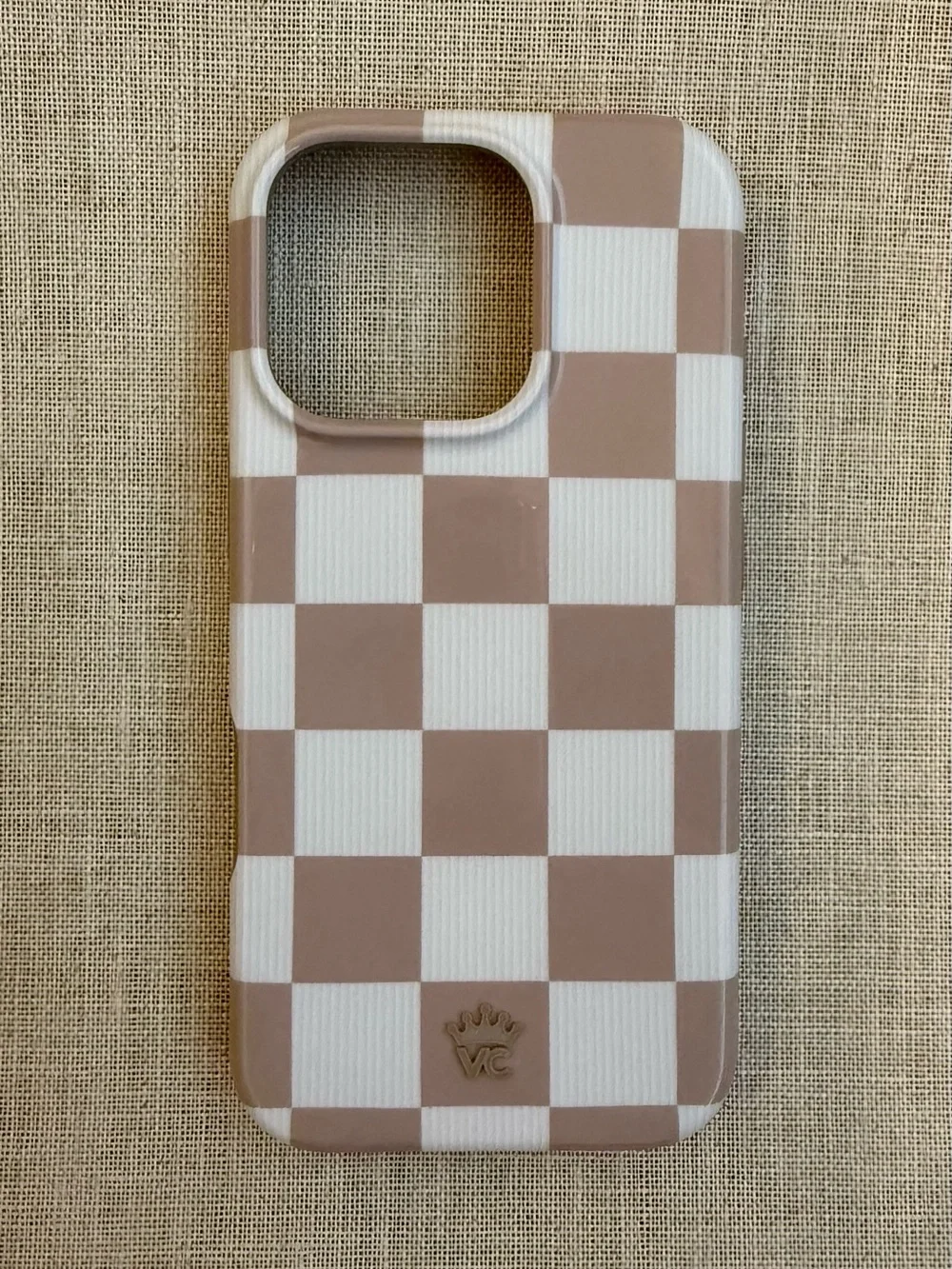 Velvet Caviar Checkerboard Phone Case - Tan & White